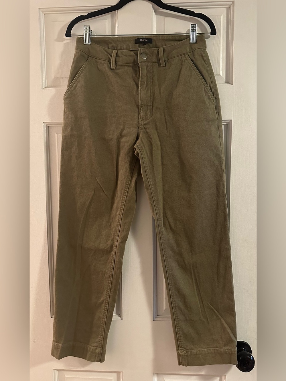 Quince Organic Stretch Cotton Twill Straight Leg Cropped Pants Size 4 - Picture 3 of 8